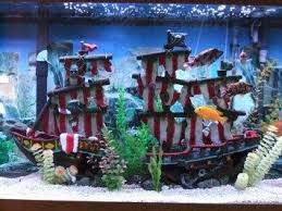 Penn Plax Large Striped Sail Shipwreck Fish Tank Ornament Decoration Fish Tank Decorations Aquarium Decorations Large Fish Tanks