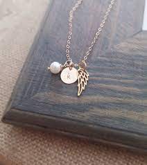 Personalized Jewelry Initial Necklace With Angel Wing Charm Etsy In 2021 Initial Necklace Necklace For Girlfriend Jewelry