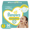 Pampers Swaddlers Newborn Diapers, Soft and Absorbent, Size 1, 96 ...