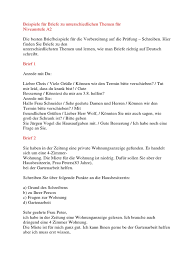 Wie schreibe ich einen informellen brief auf deutsch. A2 Schreiben