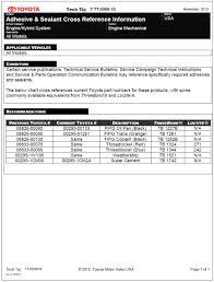 toyota adhesive sealant cross reference chart yotatech