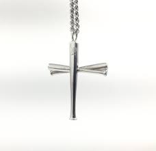Beautifully engraved baseball cross necklace. Stainless Stacked Bat Cross Pendant And Necklace Free Shipping Stainless Steel Chain Necklace Baseball Necklace Baseball Cross Necklace