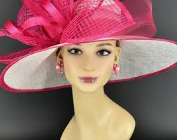 M22021 (Nero/Rosa acceso) Cappello Kentucky Derby, Cappello da sposa,  Cappello pasquale, Cappello Royal Ascot, Cappello Sinamay a tesa larga  Jumbo Bow