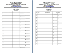 Contoh daftar hadir kelulusan siswa sekolah format word rapat yang mana memang merupakan salah satu bentuk kegiatan musyawarah untuk membahas suatu pesoalan atau permasalahan untuk menyimpulkan keterangan dalam lingkup sekolah memang banyak kegiatannya seperti rapat untuk kenaikan kelas, berita acara penentuan kriteria nilai akhir siswa, dan lain sebagainya. Daftar Absensi Rapat Warga Papat Telu Desa Darungan