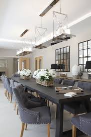 Grey Oak Finish Dining Table With Bespoke Upholstered Dining Chair Detail With Silver Studding Dining Room Oak Finish Dining Table Dining Chairs Dining Table