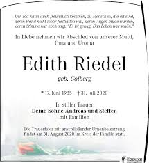 Traueranzeigen von Edith Riedel