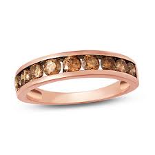 Wish you have a healthy and green life! 1 Ct T W Champagne Diamond Channel Set Anniversary Band In 10k Rose Gold With Black Rhodium Zales