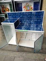 Meskipun demikian, rak piring yang terbuat dari bahan plastik mampu membuat tampilan dapur menjadi lebih cerah karena biasanya. Jual Meja Dapur Meja Kompor 3 Pintu Rak Piring Model L Harga Tangerang Keramik Aluminium Di Lapak Meubel Jatake Bukalapak