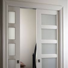 Etched Glass Pocket Door For Bathroom To Allow Light To Pass Thru But Keep Privacy Glass Pocket Doors Doors Interior Modern Pocket Doors
