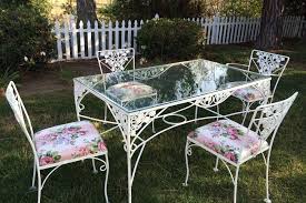 Vintage Mid Century Glass Top Wrought Iron Table With Chairs Wrought Iron Table Wrought Iron Furniture Vintage Patio Furniture