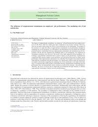 Canada's federal express entry system, allows skilled workers apply and immigrate to canada if their application is approved. Pdf The Influence Of Organizational Commitment On Employees Job Performance The Mediating Role Of Job Satisfaction