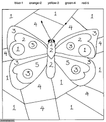 Color By Numbers Butterfly Coloring Pages For Kids Printable Butterfly Coloring Page Kindergarten Colors Numbers For Kids