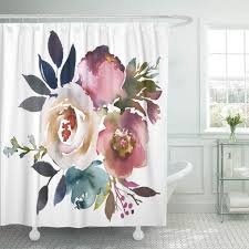 Check spelling or type a new query. Cynlon Dusk Blue Pale Pink Gray White Watercolor Floral Round Bathroom Decor Bath Shower Curtain 66x72 Inch Walmart Com Walmart Com