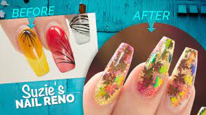 Can You Fill Gel Over Acrylic Fall Leaves Inlay Youtube