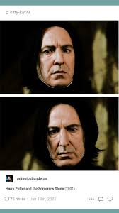 Did he just read Harry's mind in this scene? Or was he just freaked out  from Harry glaring at him? : r/SeverusSnape