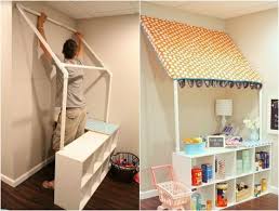 Markise Fur Den Kinder Kaufladen Aus Pvc Rohren Bauen Kinder Spielzimmer Kinder Zimmer Kinder Kaufladen