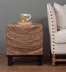 Amazon Com East At Main Churchill Brown Abaca Square Accent Table 20x20x22 Kitchen Dining Wood End Tables Square Accent Tables Sofa End Tables
