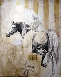 Les Porteurs De Lumiere Holders Of Light By Lea Riviere Mixed Media 60 X 48 Horse Drawings Horse Art Equestrian Art