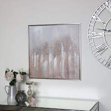 Pink and silver abstract wall art. Pink Silber Kristall Abstrakt Wand Print Leinwand Moderne Zeitgenossische Dekor Ebay