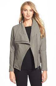 T Tahari Trisha Drape Front Leather Jacket Regular Petite Nordstrom Leather Jacket Grey Leather Jacket Grey Leather Jacket Mens