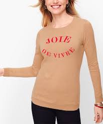 É um suéter de tricô cor de equipe com uma floresta queimando retratada na parte da frente. Talbots Almond Heather Joie De Vivre Sweater Women Best Price And Reviews Zulily