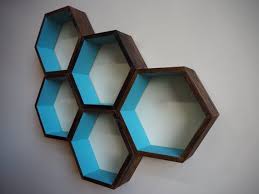 Painted Wooden Honeycomb Hexagon Shelves Handmade Wall Decor Sets Rustic Hanging Shelves Paint Inside Hexagon Shelves Geometric Shelves Handmade Wall Decor