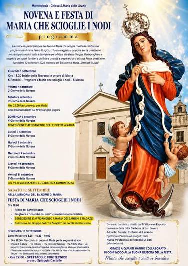 spaziolettori #manfredonia Novena e festa di "Maria che scioglie i nodi"  #mariachescioglieinodi