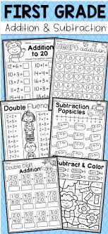 First Grade Addition And Subtraction Worksheets Distance Learning First Grade Addition Addition And Subtraction Worksheets Addition Worksheets First Grade