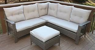 Oliver Smith Large 4 Pc High Back Rattan Wiker Sectional Sofa Set Outdoor Patio Furniture Outdoor Wicker Furniture Patio Furnishings Cheap Patio Furniture