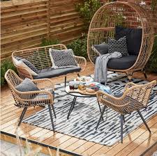 Fauteuil Oeuf De Jardin Goodhome Apolima Effet Rotin Marron En 2020 Salon De Jardin Metal Fauteuil Jardin Meuble Jardin
