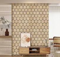 Factory Direct Sale 3D Eco-Friendly Wood Grain Grille MDF Board PVC Coating  Wood Decorative Hexagon Acoustic Wall Panel for Aesthetic Sound Control