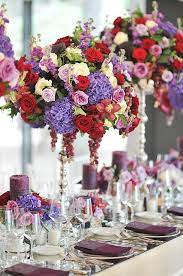 Red An Purple Purple Centerpieces Purple Wedding Flowers Wedding Reception Flowers