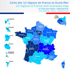 Carte departement 71 contour carte france carte de departement ile de france plus grand département de france métropolitaine carte de la france avec les villes et departements france des départements carte. Carte Des 13 Regions De France Et Outre Mer Bleue Avec Le Nom Des Regions Chef Lieux De Region Et Decoupage Des Departement Un Trace Autonome Par Region Departement Stock Vektorgrafik Adobe
