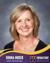 Wenatchee School District announced today that Mrs. Moser will be stepping  into the role of interim principal at WHS next school year! This  appointment follows the departure of current principal Eric Anderson,