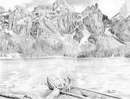 Canadian Mountain And Lake Drawing By Kayleigh Semeniuk Hi, i love sketching these types of mountains scenes incorporating water and evergreen trees. canadian mountain and lake by kayleigh semeniuk