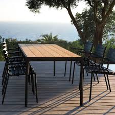Houe Four Rectangular Dining Table Bamboo Top In 2020 Backyard Furniture Resin Patio Furniture Small Patio Furniture