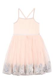 Zunie Kids Border Bunny Fit Flare Tulle Dress In Blush Modesens