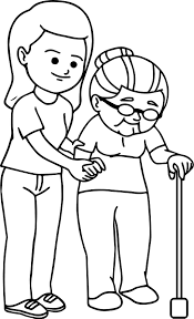 There are 93385 coloring pages for sale on etsy, and they cost 3,82 $ on average. Woman Helping Elderly Woman To Walk Family Coloring Page Wecoloringpage Com