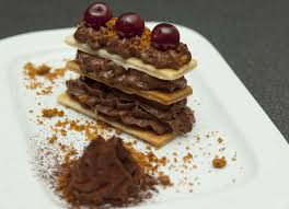 Millefeuille Aux Chocolat Mousse Equatorien Griotines Speculos Food Waffles Breakfast