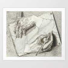 There are over 800 canvas prints in our collection for you to search through. Drawing Hands Mc Escher Art Print By Chessirose82515 Society6