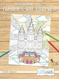 I made this coloring page this morning with a generic temple so kids could color it and remember that families are forever! Lds Coloring Page Salt Lake Temple Families Are Forever Etsy