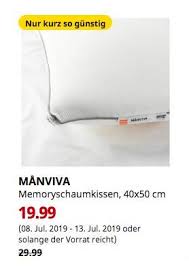 Ikea Hamburg Moorfleet Manviva Memoryschaumkissen 40x50 Cm Ikea Kuche Und Haushalt Ikea Nils