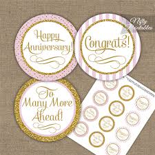 Irish themed cupcake topper ideas | happyfoods. Anniversary Cupcake Toppers Pink Gold Stripe Nifty Printables