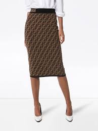 Maybe you would like to learn more about one of these? Fendi Synthetic Ff Logo Intarsia Knitted Pencil Skirt In Brown Lyst