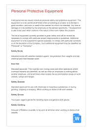 Safety Blog Policy Template Small Business Organization Personal Protective Equipment