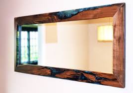 This log vanity comes with the hammered copper sink. Live Edge Walnut Mirror Large Abodeacious