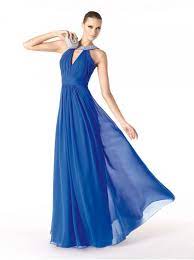 Glamouröse Neckholder Abendkleider Blau A-Linie Chiffon lang