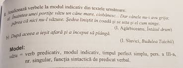 Analizează morfologic şi sintactic cuvintele din versurile următoare: Analizati Dupa Model Verbele Din Enunturile Urmatoare Brainly Ro