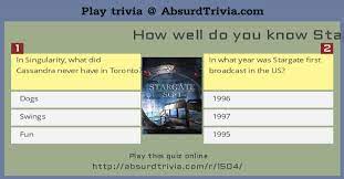 I had a benign cyst removed from my throat 7 years ago and this triggered my burni. Trivia Quiz How Well Do You Know Stargate