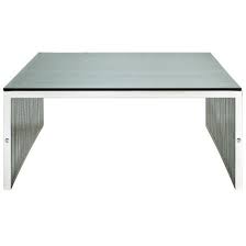 Modway Small Gridiron Stainless Steel Coffee Table With Tempered Glass Top Silver Coffee Table Steel Coffee Table Stainless Steel Coffee Table